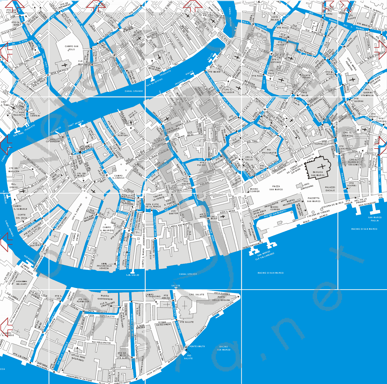 map of Venice  Rialto San Marco Accademia with venetian itineraries