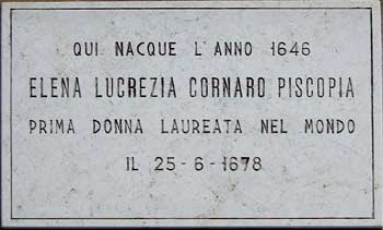 Memorial of Elena Lucrezia Cornaro Loredan Piscopia