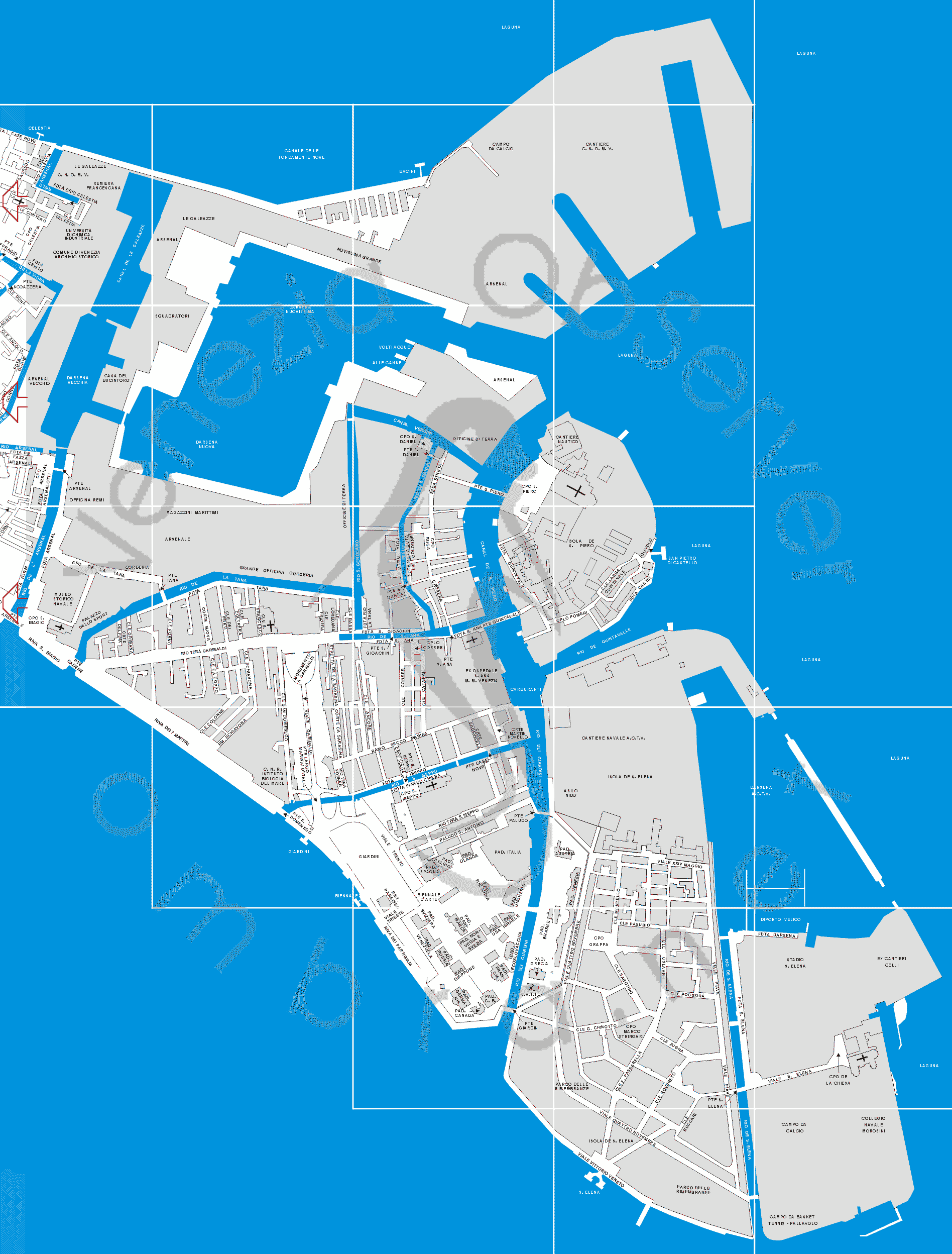 map of Venice Arsenale Biennale Sant'Elena with venetian itineraries