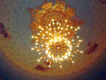 The chandelier from the upper circle