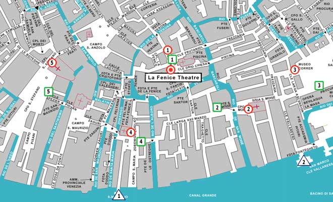 Fenice Theatre on Venice map