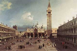 Piazza San Marco with the Basilica, by Canaletto, 1730