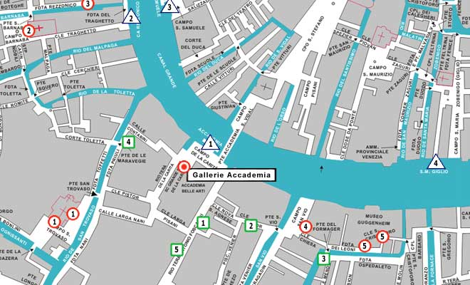 The Accademia Gallery on Venice map